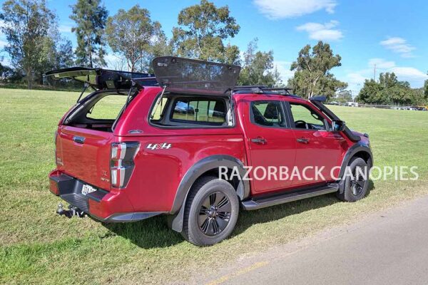 razorback fibreglass canopy on red dmax